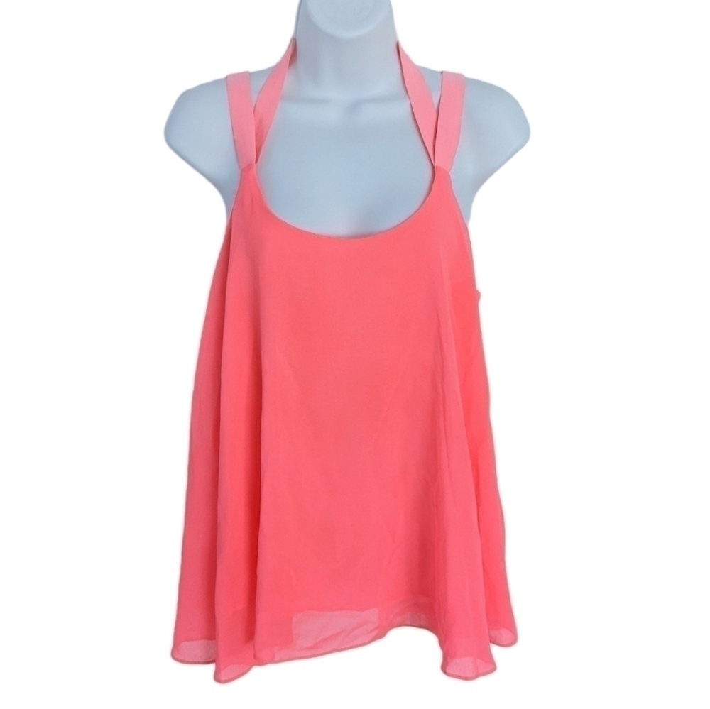 REHAB neon coral pink flowy summer top medium @v